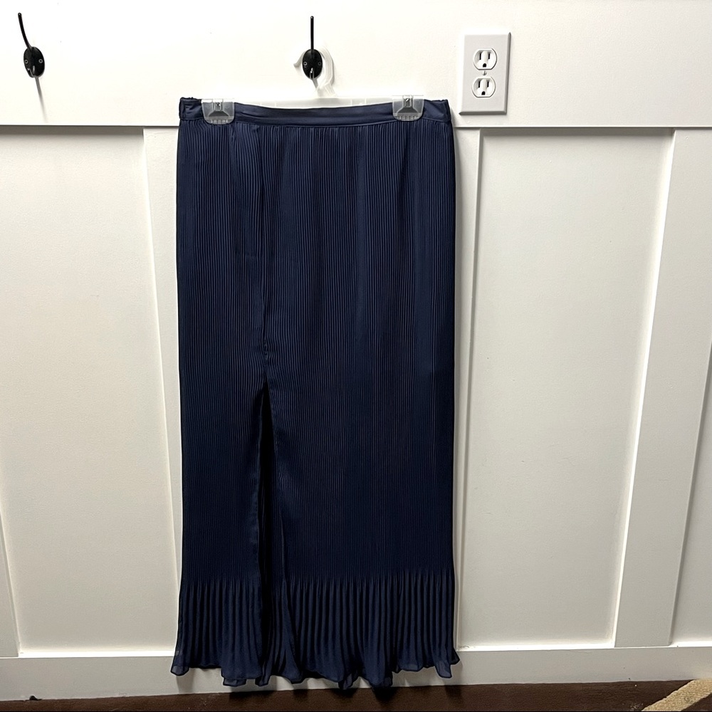 Guess navy Long pleated skirt with front slit size M